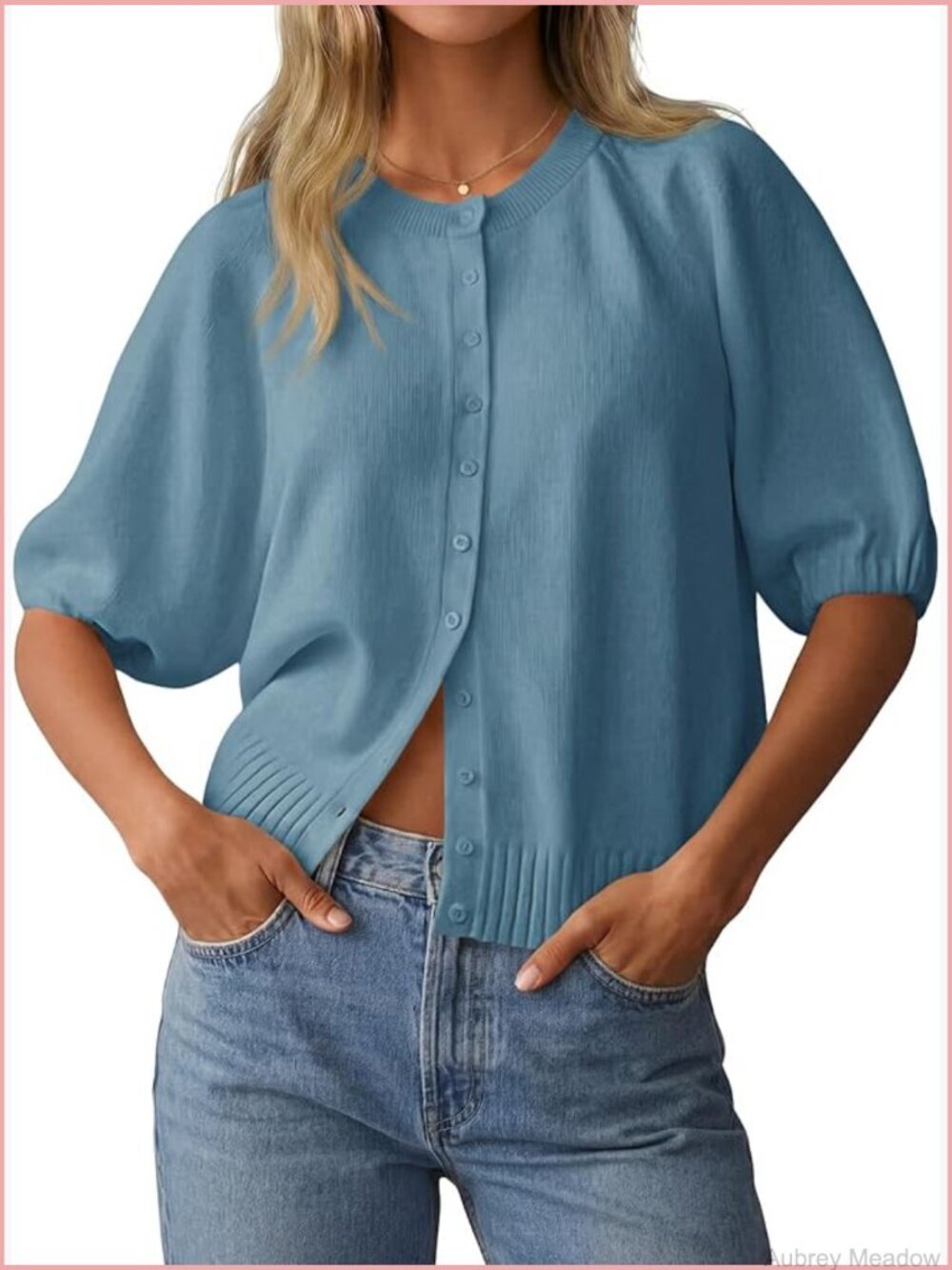 Womens Short Sleeve Cardigan Lightweight Knit Button Down Sweater